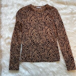 Zara Brown and Black Long Sleeve Top